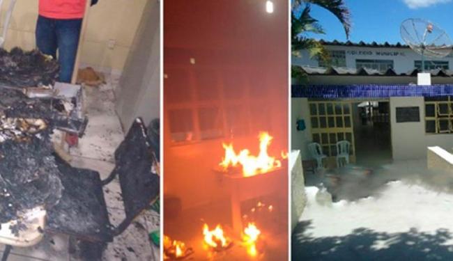 Móveis e documentos da sala da direção foram queimados (Foto: Reprodução | Campo Formoso Notícia)