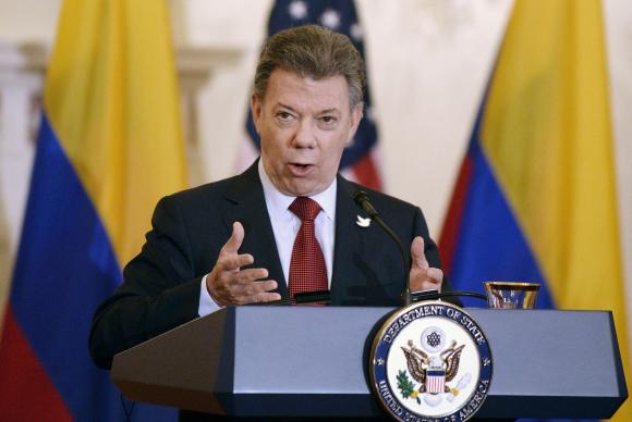 Juan Manuel Santos, presidente da Colômbia, recebe o Prêmio Nobel da Paz (Foto: EPA/Olivier Douliery/Arquivo Agência Lusa)
