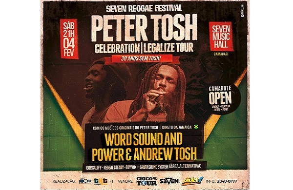 Diretamente da Jamaica e acompanhado, de forma inédita, da formação original da banda “Word, Sound & Power”, Andrew Tosh, filho de Peter Tosh, apresenta “Peter Tosh Celebration – Legalize Tour” no dia 02 de fevereiro em Camaçari (Foto: Divulgação)