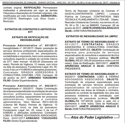 Além de ser contrata pela prefeitura a Gradus também abocanhou mais dois contratos (Foto: Print) Além de ser contrata pela prefeitura a Gradus também abocanhou mais dois contratos (Foto: Print)