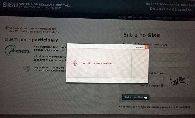 As reclamações já haviam sido apresentadas na última terça-feira (24), quando o Ministério da Educação (MEC) admitiu o problema e afirmou que o sistema seria restabelecido (Foto: Reprodução)