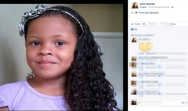 Gabrielly Gomes de 7 anos está desaparecida (Foto: Reprodução | Facebook)