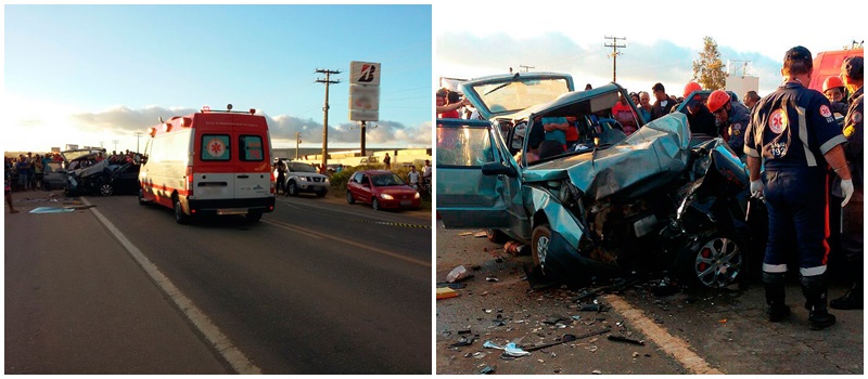 Entre os feridos, duas mulheres, de 38 e 23 anos, e dois homens, de 44 e 30 anos (Foto: Divulgação/PRF)