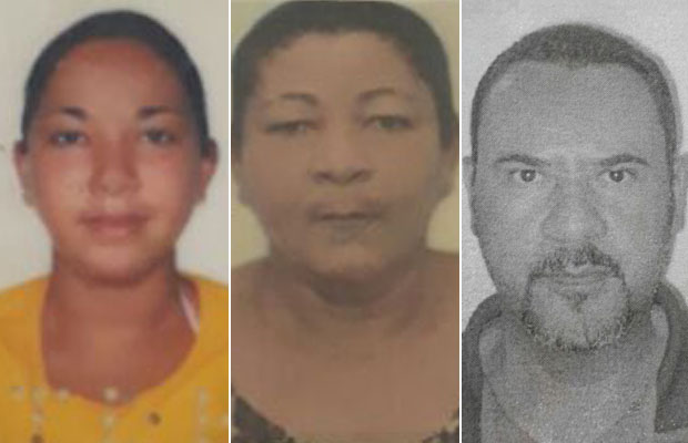 Marize Sant’ana da Silva, 23 anos,a mãe dela, Lêda Cerqueira Sant’ana, 57, e Nerivan Rodrigues Santiago, 45 (Foto: Reprodução)