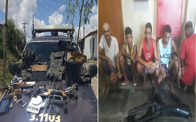 Polícia apreendeu armamento pesado com grupo de criminosos em Feira de Santana (Foto: Divulgação/SSP-BA)