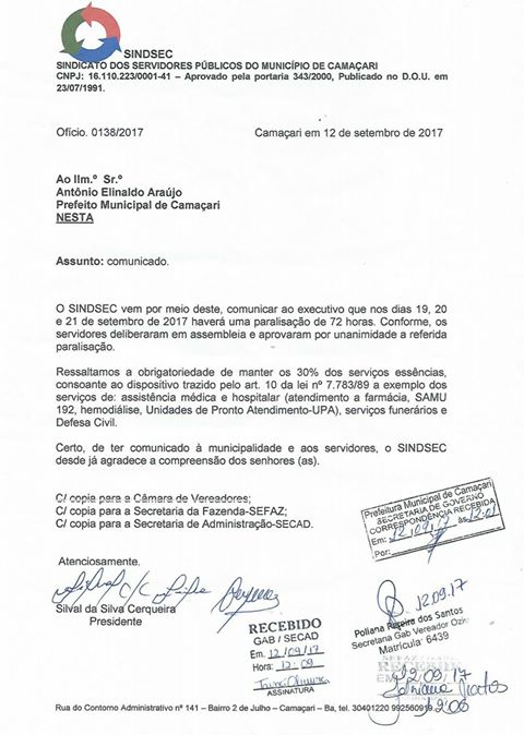 Comunidado do Sindisec