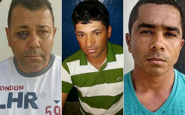 Adagilson Nunes de Jesus, Adomarcos Silva Souza e Cleciano Vieira Santos foram presos em flagrante (Foto: Divulgação/SSP)