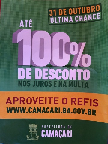Midia divulgada pela prefeitura com o prazo final para o pagamento do Refis com desconto Midia divulgada pela prefeitura com o prazo final para o pagamento do Refis com desconto