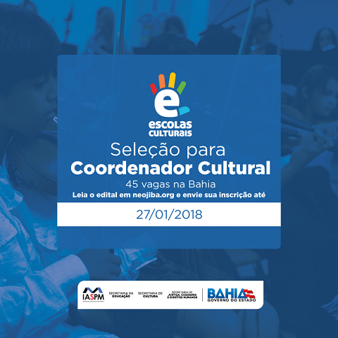 São ao todo 45 vagas de coordenador cultural, que serão distribuídas na Bahia