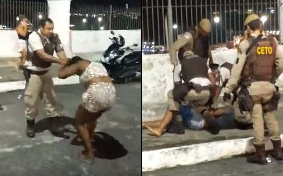 Gestante é puxada pelos cabelos após reclamar de abordagem a rapaz (Foto: Reprodução) Gestante é puxada pelos cabelos após reclamar de abordagem a rapaz (Foto: Reprodução)