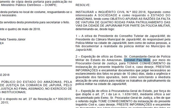 Publicação do Diário Oficial com ofensa ao comandante da PM do Amazonas (Foto: Reprodução)