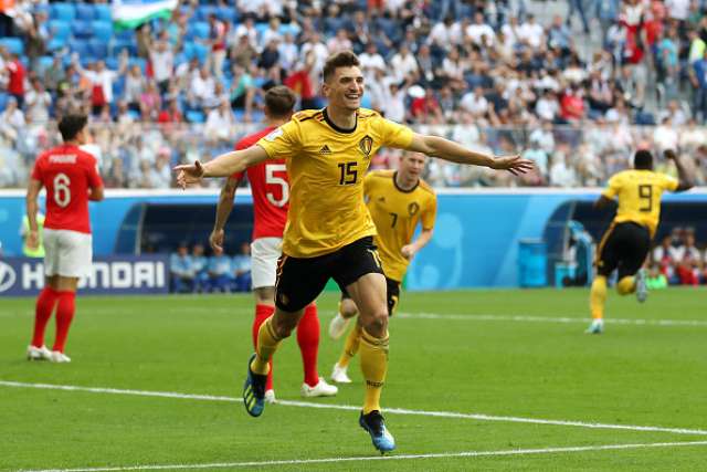 Meunier comemora seu gol, o primeiro do jogo na disputa do 3º lugar. (Foto: Catherine Ivill/Getty Images)