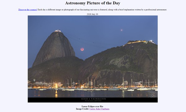 Nasa destaca foto de eclipse lunar feita por fotógrafo brasileiro (Foto: Nasa)