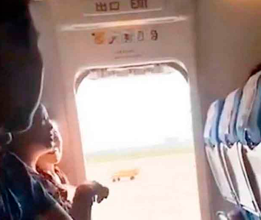 Chamados pela tripulação, policiais entraram na aeronave e retiraram a passageira (Foto: Reprodução)