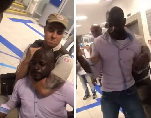 Vídeo do momento em que Crispim é imobilizado foi gravado pela filha de 15 anos (Foto: Reprodução)