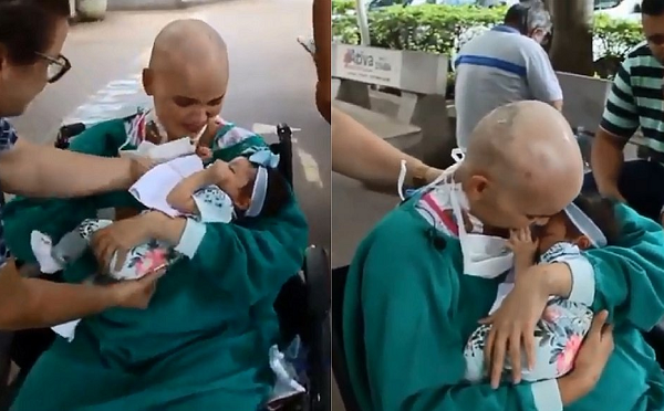 Por conta da doença, ela precisou ser colocada em isolamento e o contato com a filha passou a ser feito somente por fotos e videochamadas (Foto: Reprodução)