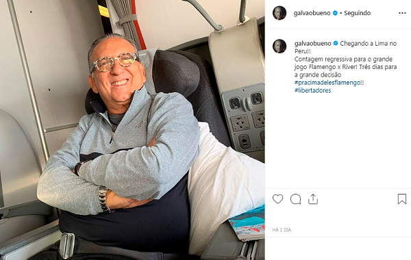 Galvão postou foto nas redes sociais ao chegar em Lima, nessa quarta, horas antes de passar mal (Foto: Reprodução | Instagram)