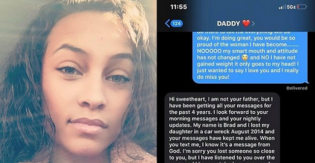 Para lidar com a perda, Chastity Patterson, de 23 anos, começou a mandar mensagens para o celular do pai cotidianamente (Foto: Reprodução)