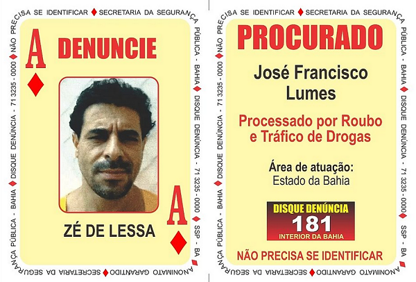 Baiano José Francisco Lumes, o Zé de Lessa, apontado pela Secretaria da Segurança Pública da Bahia (SSP-BA) como o bandido mais procurado do estado (Foto: Divulgação | SSP)