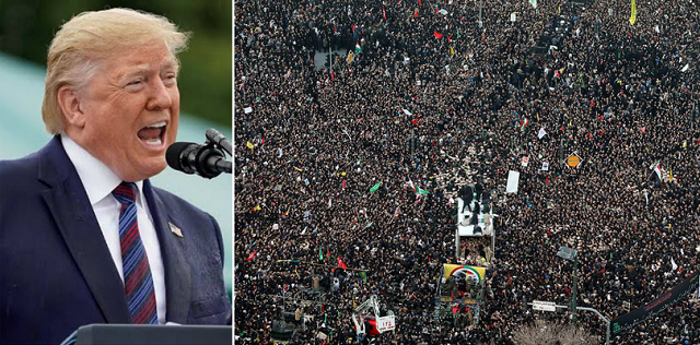 Trump e povo iraniano, que foi às ruas por Soleimani (Foto: Reuters)