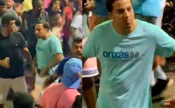 Agente aparece armado no Furdunço, na Orla de Ondina-Barra (Foto: Reprodução)