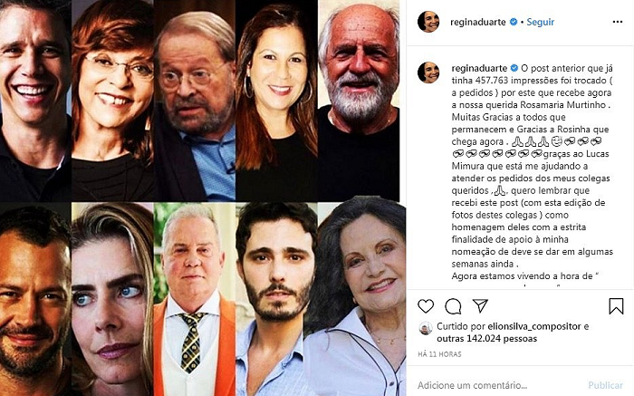 Postagem no Instagram na qual ela citava alguns colegas que a apoiaram para ocupar o cargo (Foto: Reprodução | Instagram)