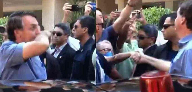 Em sua conta do twitter, Bolsonaro culpou os jornalistas pela aglomeração (Foto: Reprodução)