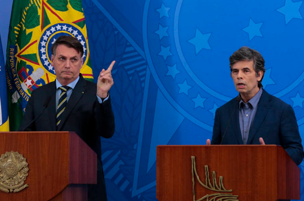 Presidente Jair Bolsonaro e Ministro da Saúde Nelson Teich (Foto: Marcello Casal Jr | Agência Brasil)