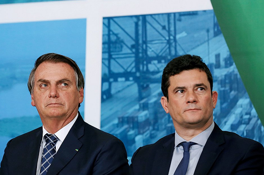 Presidente Jair Bolsonaro e o ex-ministro da Justiça Sergio Moro (Foto: Reprodução)