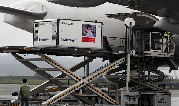 Carga com primeiras doses da CoronaVac chega ao Aeroporto Internacional de São Paulo (Foto: REUTERS | Amanda Perobelli)