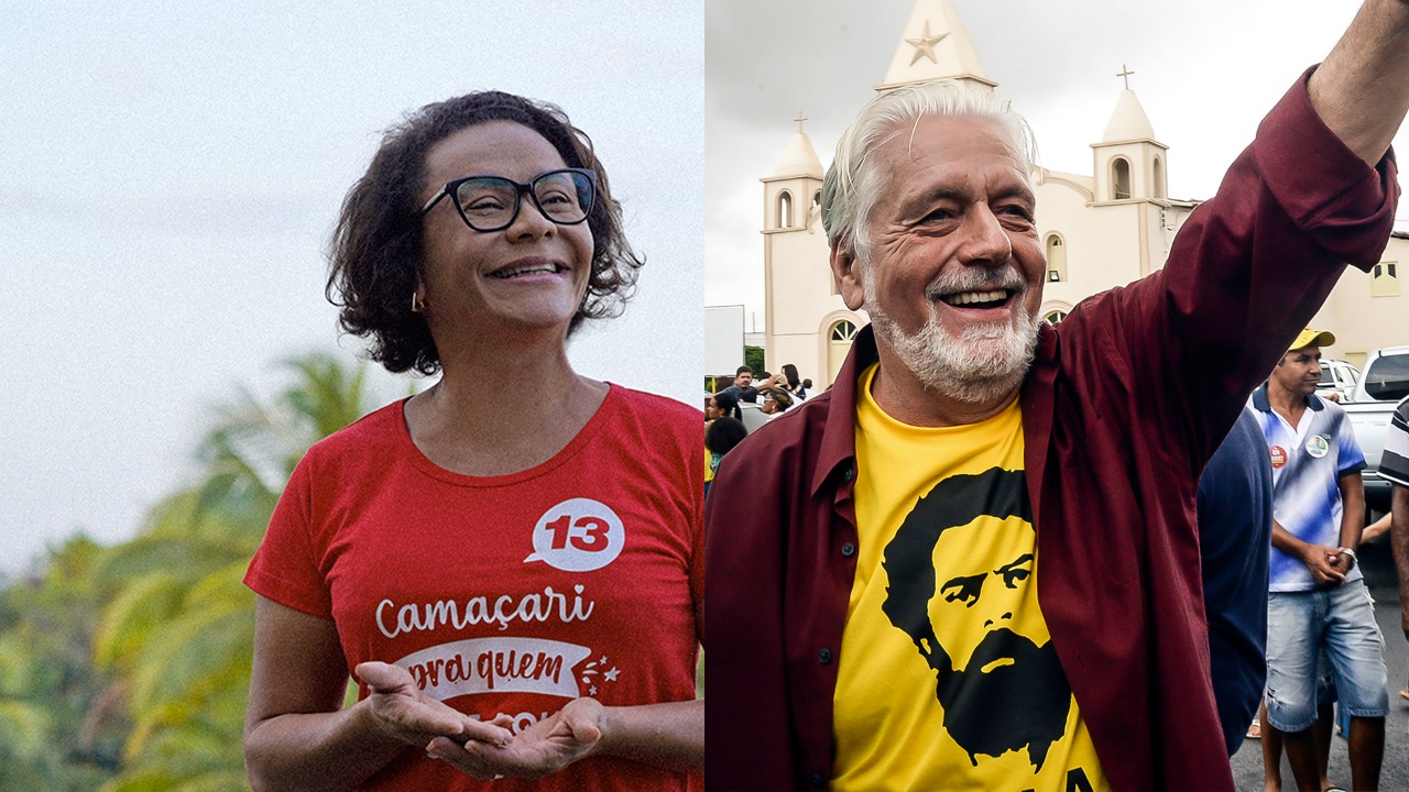 Ivoneide Caetano (PT), candidata à prefeita de Camaçari e o senador Jaques Wagner (PT)