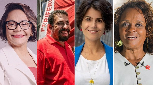 Candidatos de esquerda crescem em várias cidades do país. Ivoneide Caetano (PT), Guilherme Boulos (PSOL), Manuela d’Ávila (PCdoB) e Major Denice (PT) (Foto: Montagem | CFF)