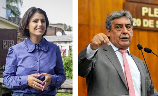Manuela D’Ávila (PCdoB) e Sebastião Melo (MDB) (André Lisbôa | Agência ALRS | Divulgação | Danilo Christidis | Divulgação)