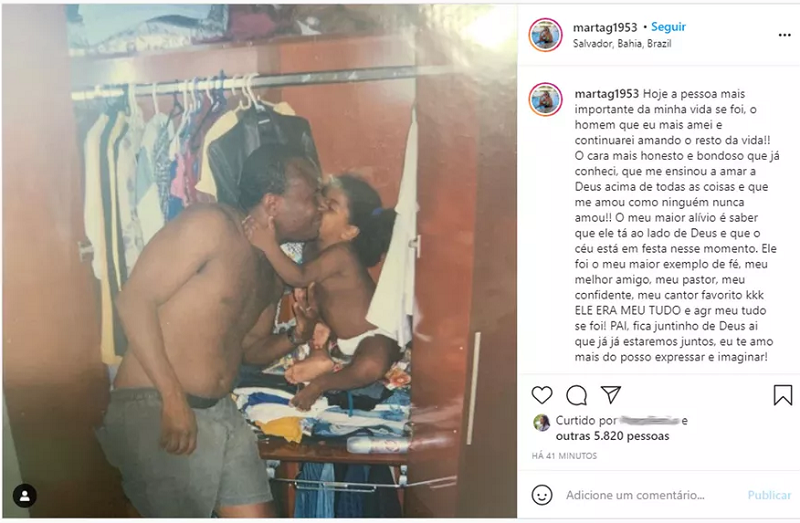 Filha do vereador Irmão Lázaro fez uma postagem de despedida (Foto: Reprodução | Instagram)