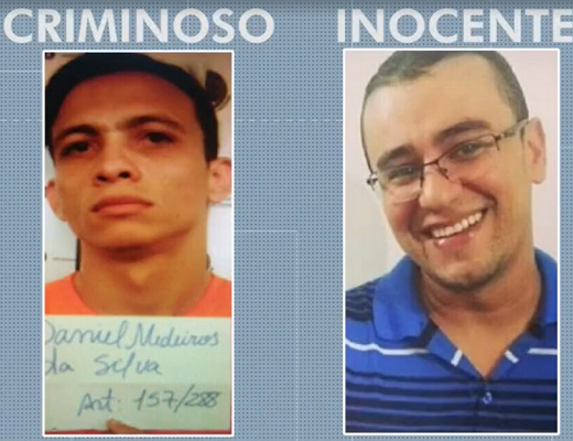 Delegado comparou fotografias entre o falso Daniel que cometeu crimes na Bahia e o que Daniel preso na Paraíba (Foto: Reprodução/TV Bahia)