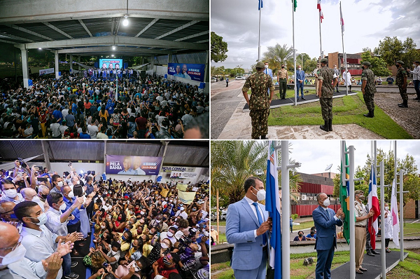 Neste 28 de Setembro de 2021, o aniversário da cidade passou quase em brancas nuvens - ao contrário do encontro de lideranças partidárias, capitaneado pelo prefeito Elinaldo Araújo (DEM), apenas algumas horas antes (Foto: Redes Sociais/Montagem/Redação CFF)