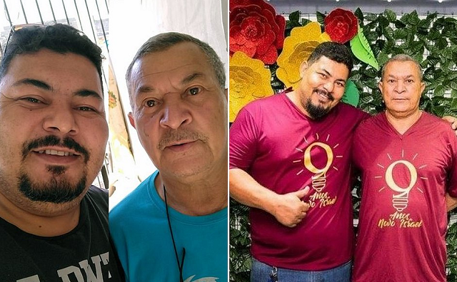 Carlos Eduardo Dias, 44, ao lado do pai, o aposentado João Silva Dias, 68 anos, ambos morreram em decorrência de um infarto (Foto: Reprodução)