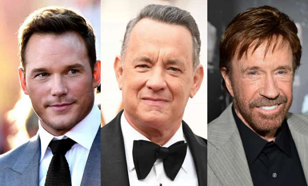 Chris Pratt, Tom Hanks e Chuck Norris são algumas dessas celebridades que nasceram de novo na fé (Foto: Getty Images)