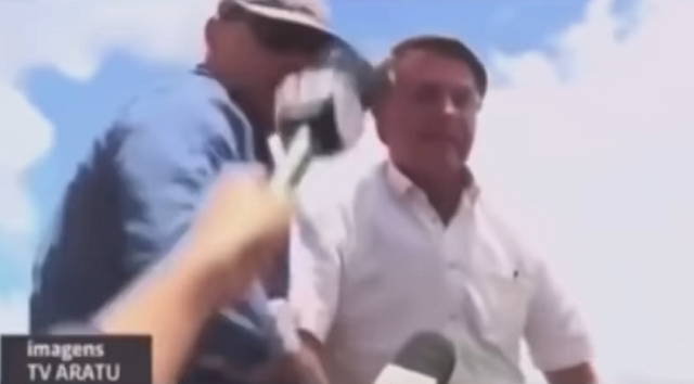 Equipe da TV Bahia, afiliada da Globo, foi agredida em Itamaraju, por seguranças e apoiadores do presidente Jair Bolsonaro (Foto: Reprodução)