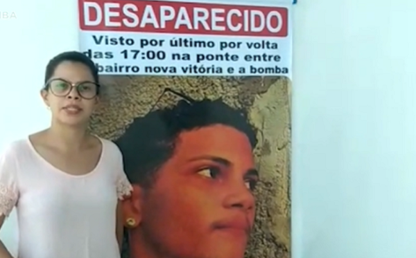 Mãe durante entrevista concedida a TV Record, informando sobre o desaparecimento de Kevin (Foto: Divulgação/Record TV)