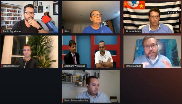 Live 'Conserva Talk' reuniu os ex-ministros Abraham Weintraub (Educação) e Ernesto Araújo (Relações Exteriores) (Foto: Reprodução/YouTube)