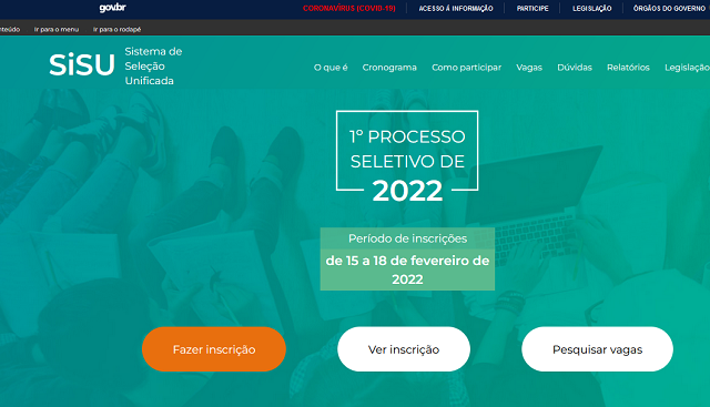 Processo leva em conta as notas dos candidatos no Enem 2021 para selecionar alunos que irão estudar em instituições públicas (Foto: Print/Redação)