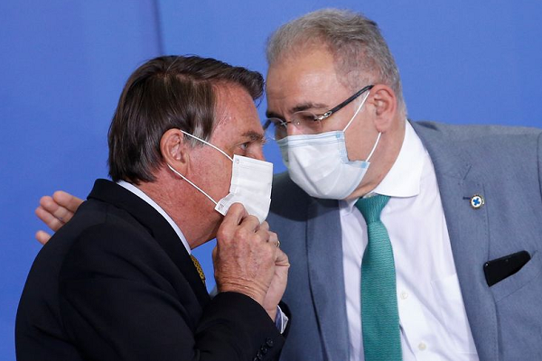 Presidente Jair Bolsonaro e o Ministro da Saúde Marcelo Queiroga (Foto: Reprodução)