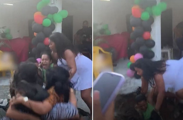As mulheres estavam reunidas para celebrar o aniversário de uma delas e o episódio aconteceu na cidade baiana de Alagoinhas (Foto: Reprodução)