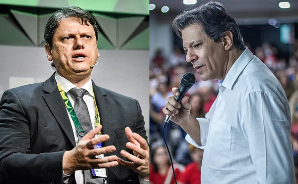 Tarcísio de Freitas, do Republicanos, e Fernando Haddad, do Partido dos Trabalhadores (Foto: Reprodução)