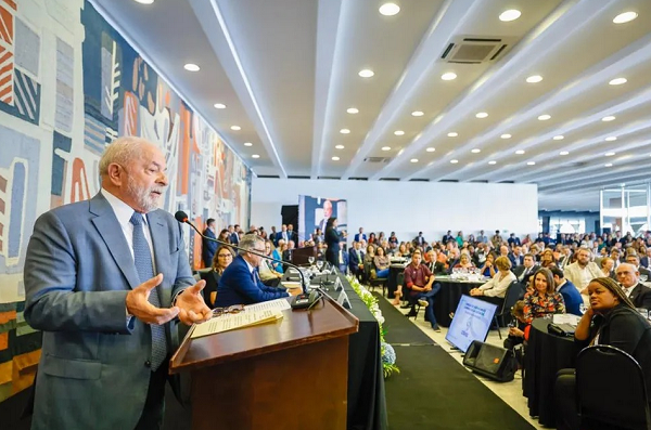 Lula durante reunião do Conselhão nesta quinta-feira (Foto: Ricardo Stuckert/Presidência da República)