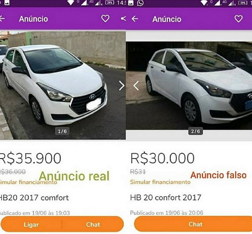 Golpistas costumam anunciar valores menores e irreais para o mercado (Foto: Reprodução)
