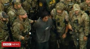 Imagens exibidas pela rede americana ABC mostram dezenas de pessoas filmando a passagem do comboio pelas ruas da Pensilvânia. Reprodução CNN Brasil