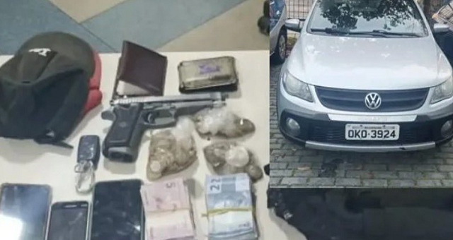 Durante a abordagem foi encontrado um simulacro de arma de fogo (Foto: Divulgação)