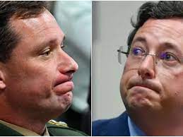 Confidência foi feita pelo militar na véspera do depoimento à PF, em 4 de abril. Um mês depois Cid foi preso. Na foto, Mauro Cid e Fabio Wajngarten. Agência Senado/Divulgação